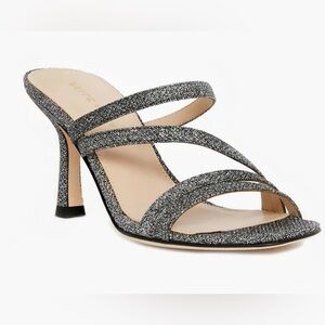 Pelle Moda Silver Glitter Strappy High-Heel Sandals, Sz 7, Like New